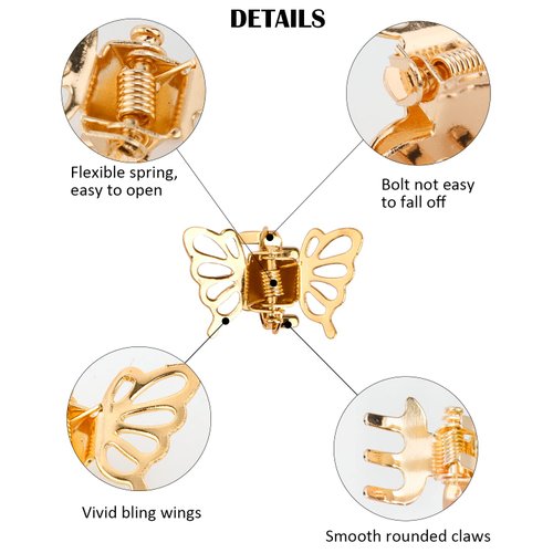 Wecoe 30 Pcs Small Gold Butterfly Hair Clips Tiny Mini Claw Clips Cute Decorative Hair Clips Flower Short Hair Hair Accessories for Women Gifts For Her