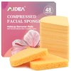 48-Count Compressed Facial Sponges, Disposable Face Sponges, AIDEA Reusable Makeup Remover Pads,100% Natural Cellulose Cosmetic Sponges for Facial Cleansing, Exfoliating, Mask Removal, Turmeric Pads