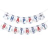Fighter Pilot Happy Birthday Banner, Red and Blue Fighter Jet/Airplane/Aircraft/Air Force Bunting Garland, Aviator Aviation Themed Birthday Party Decoration Supplies