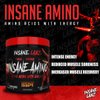 Insane Labz Insane Amino Hellboy Edition, BCAA with Energy Focus Muscle Recovery, Intra Workout Powder, 2 1 1 Branched Chain Amino Acid Powder, 30 Srvgs, Blue Raspberry