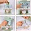 MONT PLEASANT Kids Wooden Toys Toddler Pretend Play Kitchen Accessories Green Coffee Maker Espresso Machine Playset Montessori Kitchen Toy Gift for Girls and Boys