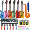 smilixin 22 Pack Inflatable Guitar,Blow Up Guitar,Inflatable Rock Star Toy Set,6 Inflatable Guitars,6 Microphones,6 Shutter Shading Glasses,1 Saxophone,1 Inflatable Piano,1 Inflatable Recorder