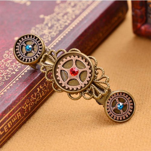 EXCEART 3pcs Steampunk Hair Clips Vintage Clock Gear Barrettes Gothic Steam Punk Cog Wheel Hairpins Hair Accessories for Women Cosplay Costume Party