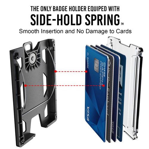 GOVO T4 Badge Holder/Wallet - Durable Polycarbonate ID/Credit Holder with Metal Clip and 4 Cards Slot (Holds 1to 4 Cards) Black