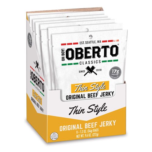 Oh Boy! Oberto Classics Thin Style Original Beef Jerky, 1.2 Ounce (Pack of 8)