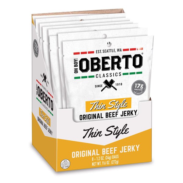 Oh Boy! Oberto Classics Thin Style Original Beef Jerky, 1.2 Ounce (Pack of 8)