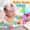 Suction Bath Toys 30pcs for Kids - Fine Motor Window Toys, Silicone Ocean Animal Suction Cup Toys with Dinosaur Eggshell, Sensory Travel Toys for Toddlers, Great for Autism/ADD/ADHD.