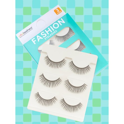 OLLOLASHES Natural Lashes looking Cat Eye Lashes Manga Fake Lashes Strip Lashes 3 Pairs (L03)