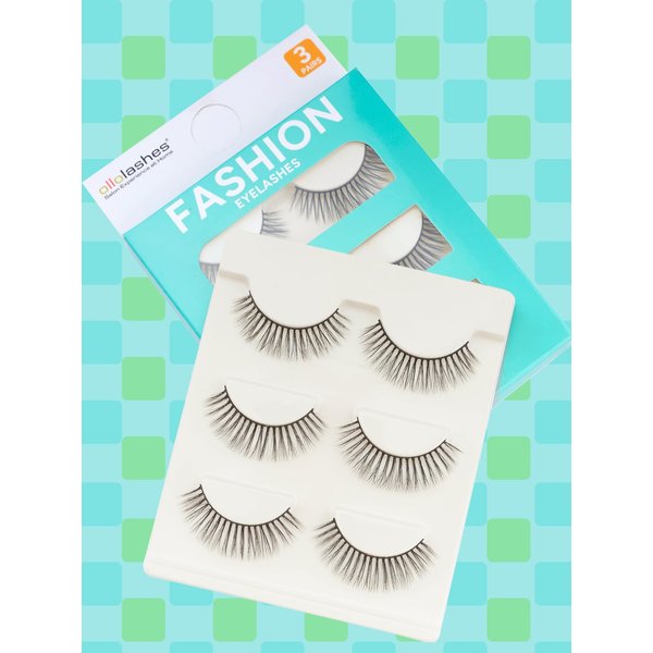 OLLOLASHES Natural Lashes looking Cat Eye Lashes Manga Fake Lashes Strip Lashes 3 Pairs (L03)