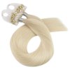 Moresoo Micro Ring Hair Extensions Blonde Human Hair Micro Beads Hair Extensions Platinum Blonde Micro Link Extensions Blonde #60 50G/50S 18In