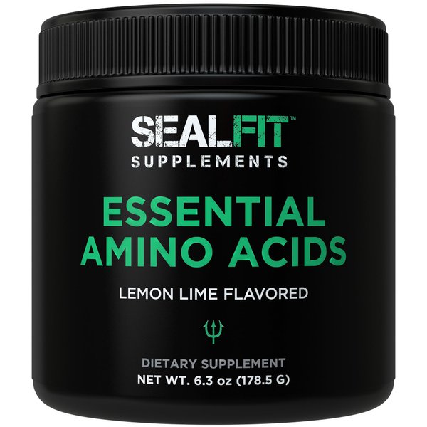 SEALFIT Essential Amino Acids Pre + During + Post Workout Powder. EAA + BCAA Aminos Supplement for Energy, Muscle Growth, and Recovery. EAAs and BCAAs. Perfect Preworkout for Men & Women. Lemon Lime
