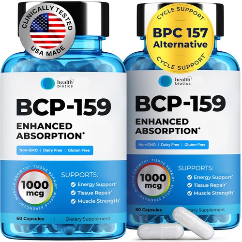 Healthbiotics BCP-159 Capsules - Cycle Support & Muscle Recovery & Post Workout Recovery & Joint Support Supplement & Nac Supplement Research Proven Quality 1000 mcg, 120 Oral Capsules, (2 Packs)