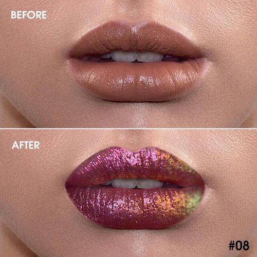 OYGCee Chameleon Liquid Lipstick Pink Green Color,Shimmer Metallic Colourful Lip Gloss for Women Girls Lips Makeup Gift,Hydrating Waterproof and Long Lasting Lip Stick Shiny,Talc-Free,#8