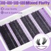 EYDEVRO Fluffy Lash Clusters Kit 30D40D50D60D Lash Extension Kit Cluster Eyelash Extension Kit 10-14mm D Curl Individual Lashes Kit Cluster Lashes with Waterproof Lash Bond and Seal Lash Tweezers