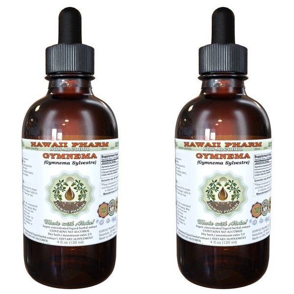 Gymnema Alcohol-Free Liquid Extract, Organic Gymnema (Gymnema Sylvestre) Dried Leaf Glycerite Hawaii Pharm Natural Herbal Supplement 2x4 oz