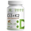DEAL SUPPLEMENT Vitamin D3 10,000 IU + K2 MK7 200mcg Softgels, 250 Count | 2-in-1 Complex with Virgin Coconut Oil | Supports Heart, Bone, Teeth & Immune Health | Easy to Swallow