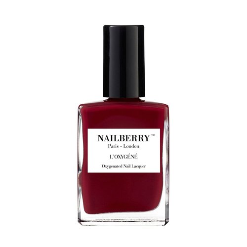 Nailberry L'Oxygéné Oxygenated Nail Lacquer | Le Temps des Cerises | Deep Red Burgundy Opaque | UV Protected Long-Wear Nail Polish | 12-Free | Vegan | Certified Halal | Cruelty & Gluten Free | 15 ml