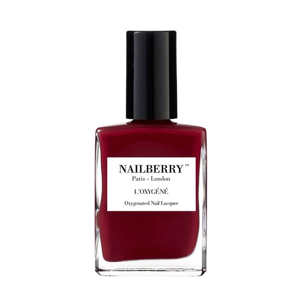 Nailberry L'Oxygéné Oxygenated Nail Lacquer | Le Temps des Cerises | Deep Red Burgundy Opaque | UV Protected Long-Wear Nail Polish | 12-Free | Vegan | Certified Halal | Cruelty & Gluten Free | 15 ml