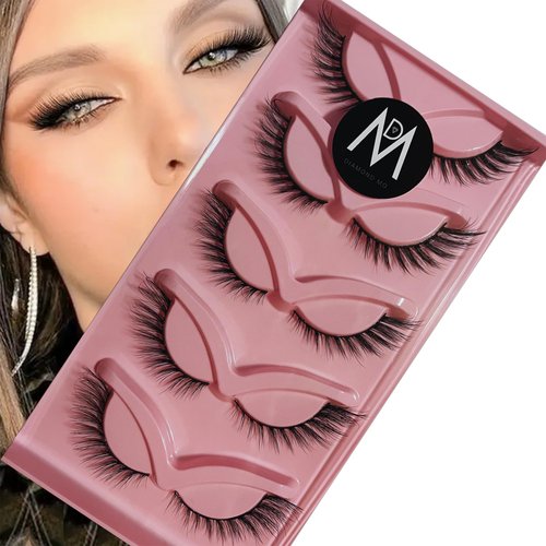 Lashes Magnetic Eye Lashes Mink Magnetic Natural Look Fox False Eyelashes Cat Fox Gorgeous Wispy Makeup (5 Pairs Pack), Black (Size 2)