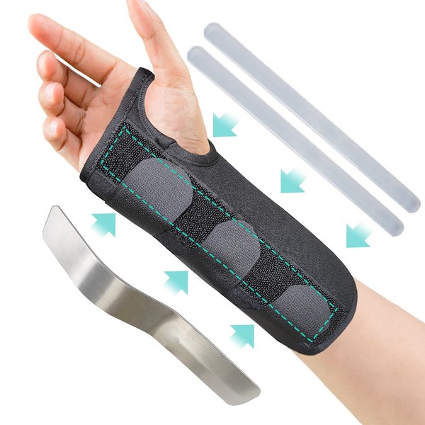 HKJD Wrist Brace,Wrist Brace for Carpal Tunnel Adjustable Wrist Support Brace Removable Metal Wrist Splint for Wrist Sprain, Rheumatoid Arthritis,Injuries,Wrist Pain(Left Or Right) (Right, Medium)