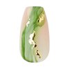 KISS imPRESS No Glue Mani Press-On Nails, Design, 'Ballerina', Neutral/green, Medium Size, Coffin Shape, Includes 30 Nails, Prep Pad, Instructions Sheet, 1 Manicure Stick, 1 Mini File