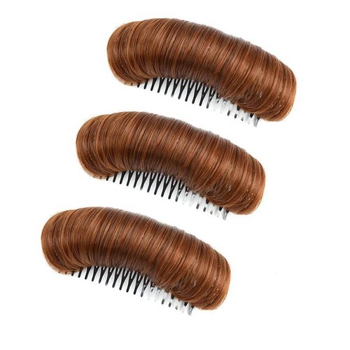 Ericotry 3 Pieces Hair Bun Invisible False Hair Clip, Light Brown