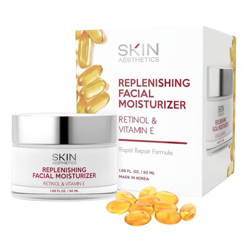 Skin Aesthetics Retinol & Vitamin E Daily Face Moisturizer - Repairs & Moisturizes, Reduce Wrinkles & Smooths Skin, Anti-aging Day Cream - Cruelty Free Korean Skin Care - All Skin Types - 1.69 Fl. oz