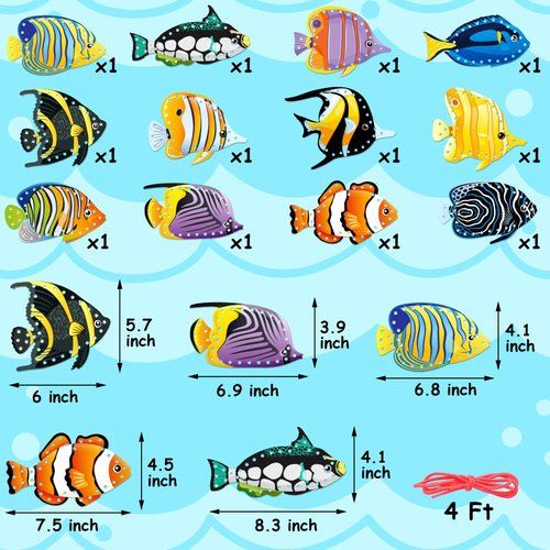 Omlisca Tropical Fish Lacing Cards 12 Pack Ocean Fish Sea Animals Double Sided Cards Sewing Games Ocean Theme Party Decorations for Preschool Home Developing Imagination Education Supplies