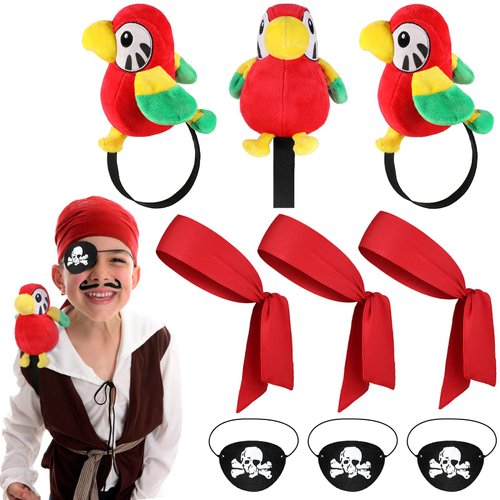 Kathfly Pirate Party Supplies, 3 Sets Halloween Costume Accessories with 3 Pirate Head Bandanas, ...