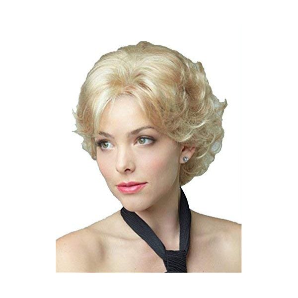 OYSRONG Beauty Elegant Women Short Golden Wavy/curly Layered Heat Resistant Fiber Daily Wig