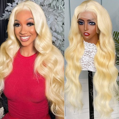 YUTU 13x4 613 Lace Front Wig Human Hair 12A Body Wave Lace Front Wigs Human Hair for Women 14 Inch Blonde Wig Human Hair 150% Density Glueless Wigs Human Hair