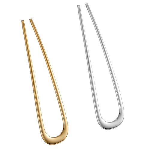 2pcs French Hair Pin, U Shaped Hair Twist Pins for Thick Hair, French Hair Sticks Fork for Women, Bun Pins for Hair, Chignon Hair Pin Tool for Girls Hair Types Styling Accessories (1 Gold & 1 Silver)