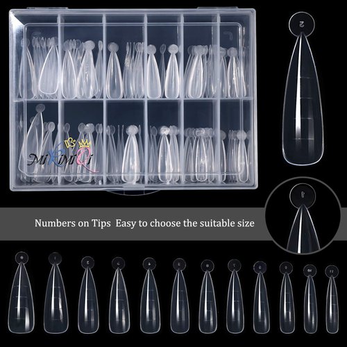 MIKIMIQI Dual Nail Forms Set Poly Gel Quick Building Nail Kit, 120Pcs Stiletto Gel Nail Molds with 10Pcs Nail Tips Clips, Nail Tips Clipper Trimmer, Dual-Ended Poly Extension Gel Brush, Nail File