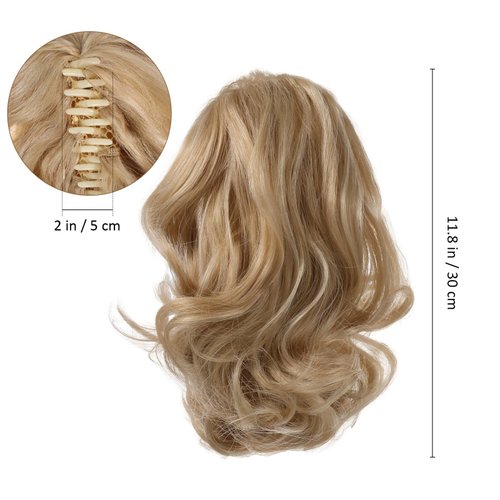 Ipetboom Short Ponytail Extension Claw - Hair Extensions Claw Fake Ponytail Hair Pieces - Classic Loose Curly Wavy Claw Clip Tails Hair Extensions for Women