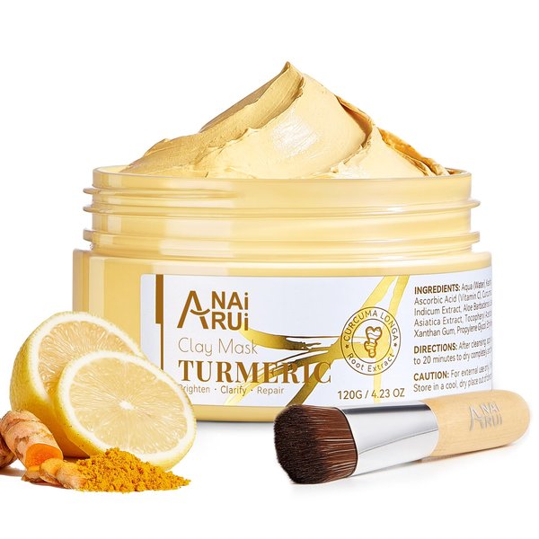 ANAI RUI Vitamin C Face Mask with Turmeric and Kaolin Clay, Dull Skin, Skincare Facial Mask for Refining Pores and Controlling Oil, Smooth & Radiant Skin, 4.23 OZ