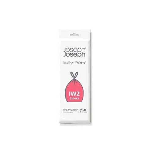 Joseph Joseph Intelligent IW2 Bin Liners Custom Fit Bags for Food Waste Caddy 1 Gallon / 4 Liter 100% Compostable, 50 Count (Pack of 1), Clear