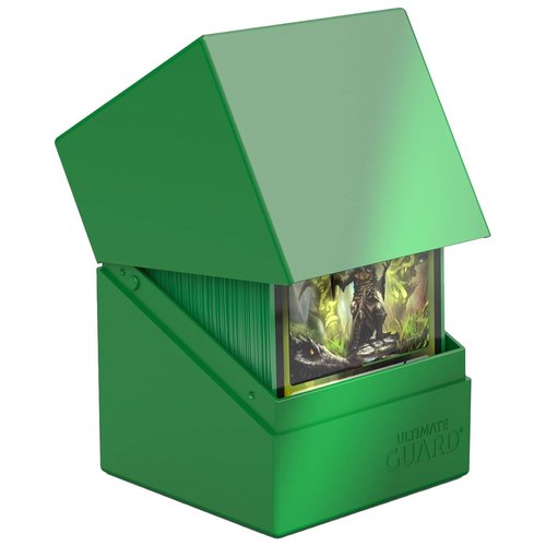 Ultimate Guard Boulder Solid 100+, Deck Case for 100 Double-Sleeved TCG Cards, Green, Secure & Durable Storage for Trading Card Games, No Transparency