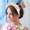 AMCAMI Pearl Bridal Flower Headband Bachelorette Party Favors Bachelorette Party Accessories Bride To Be Wedding Hair Accessories Wedding Hair Pieces for Brides Pearl Flower Headbands for Women