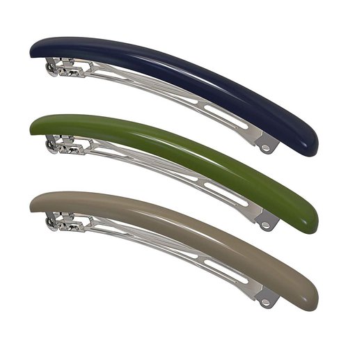 HYFEEL Skinny Hair Barrettes for Women Long Simple Acrylic French Hair Clips Elegant Classic Hairpins Steel Clip Clamp Girls Hair Accessories Navy Blue Dark Green Light Brown 3Pcs/set
