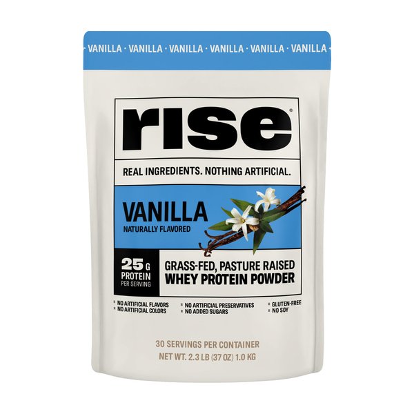 Rise Whey Protein Powder - Vanilla | 25g Protein No Artificial Flavors, Colors, or Preservatives - Sugar Free, Gluten-Free, Soy Free (2.3 lbs)