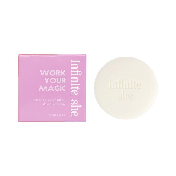 Infinite She Work Your Magic Shea Butter Soap, 3.5 Oz - Sea Salt Mist, Cypress, Amber Fragrance - Vitamin E and Coconut Oil, Shea Moisture Bar Soap for Women, No Gluten, No Parabens, No Phthalates