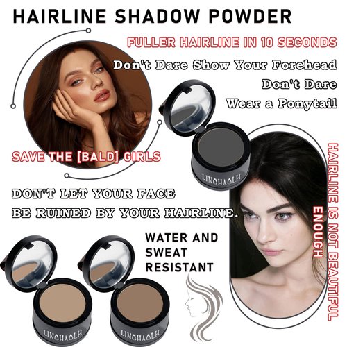 Instantly Hairline Powder,Root Touch Up Hairline Shadow Powder,Gray Hair Coverage Touch Up Hair Powder for Women & Men-Dark Brown,Light Brown,Black