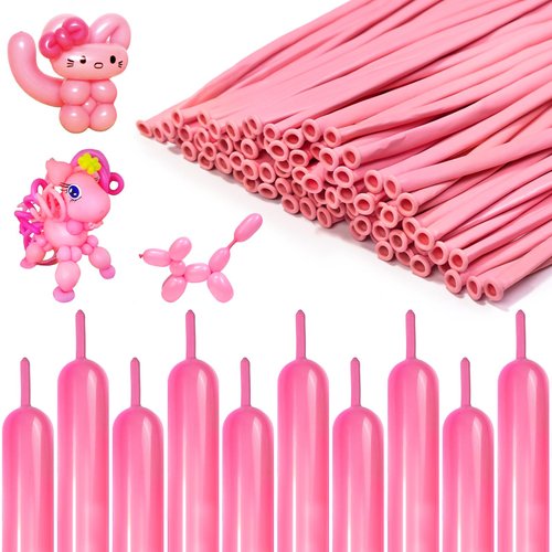 Pink Twisting Animal Balloons 100PCS 260q Balloons Thicker Latex Modeling Long Skinny Magic Clown Balloons for Animal Shape Weddings Birthdays Halloween Festival Supplies Christmas Party Decorations