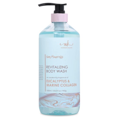 Manna Kadar Beauty Dead Sea Minerals Revitalizing Body Wash, Eucalyptus & Marine Collagen - Clean, Soothe, Revitalizes, Rejuvenates Skin, Shower Gel
