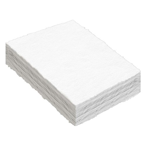 ZAYOUAU 100 Sheets Watercolor Paper, 6 x 8 inch White Cotton Handmade Paper 300 GSM Rough Textured Paper Deckled Edge Paper for Watercolors/Wedding Invitations/Cards/Crafts