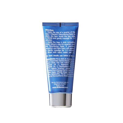 DR. DENESE PEEL RX: VITAMIN C FACE PASTE & AHA PEEL DROPS SET | A Physical & Chemical Exfoliation Peel | Reveal Radiant Glowing GLASSLIKE skin | Brightens And Exfoliates, For All Skin Types, Clean Skin Care, Vegan and Cruelty Free