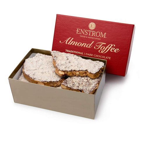 Enstrom Dark Chocolate Almond Toffee 2lb box | Handcrafted | Gluten Free | Kosher Dairy | All Natural