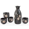 Happy Sales HSSS-WPB20, Black Porcelain Sake set Pink Blossom Design