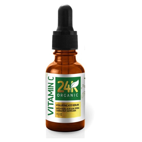 24K Vitamin C Serum for Face, Anti-Aging Topical Facial Serum with Hyaluronic Acid And Aloe Leaf, 1 fl oz