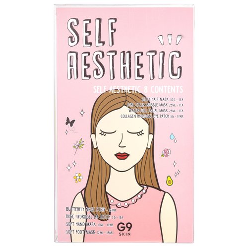 G9SKIN Self-Aesthetic Contents Mask Sheet Series 8-Piece Set | Beauty Kit Hair Mask Eye Patch Nose Strip Lip Patch Bubble Mask Hand Mask Foot Mask Spa Kit for Women Gift Set | Travel Skincare Set